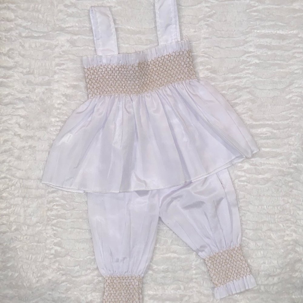 Vintage White Smocked 2 piece Set - Baby Girl